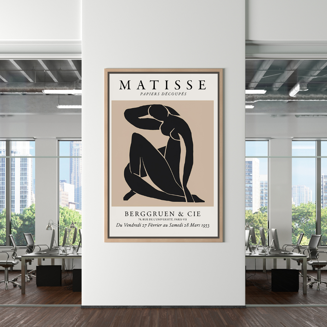 Henri Matisse Body Line Leaf Boho Black Beige Canvas Wall Art