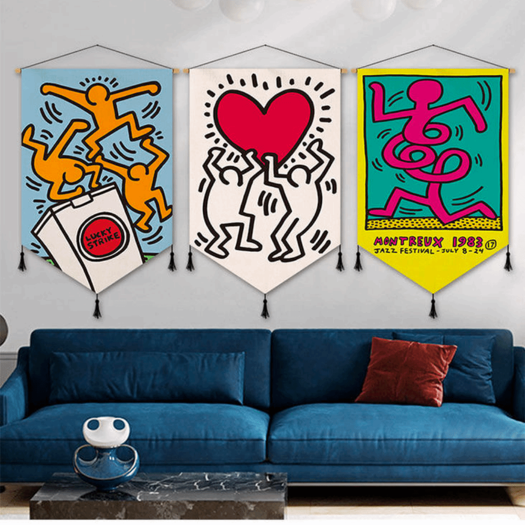 Creative Graffiti Tapestry Keiths Harings Cloth Wall Hanging Painting Wall Rugs Blanket Hippie Background Room Decoration