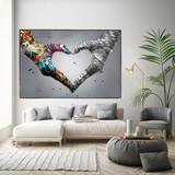 Tenir les mains Graffiti Love Sign Art mural sur toile