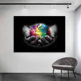 Tenir la terre Art mural sur toile 