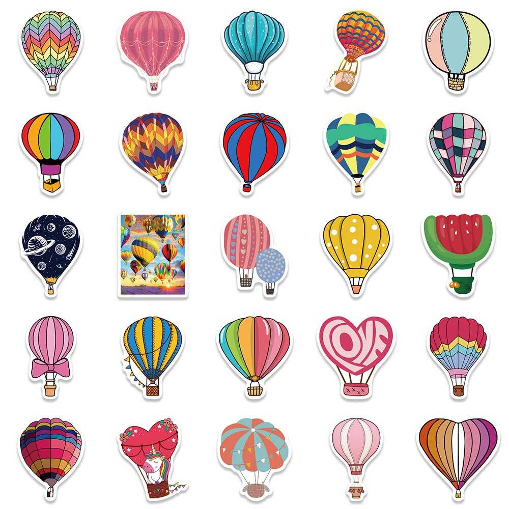 Hot Air Balloon Stickers Pack | Famous Bundle Stickers | Waterproof Bundle Stickers