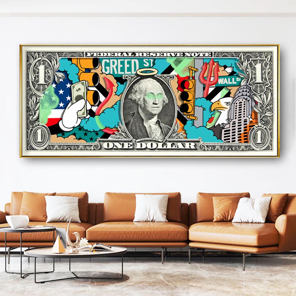 Art mural sur toile d'argent de cent dollars