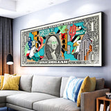 Art mural sur toile d'argent de cent dollars