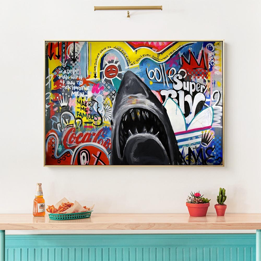 Hungry Shark Canvas Wall Art