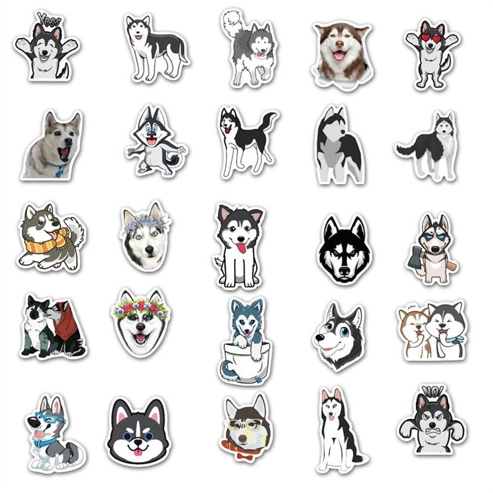 Cute Pet Husky Graffiti Waterproof Sticker