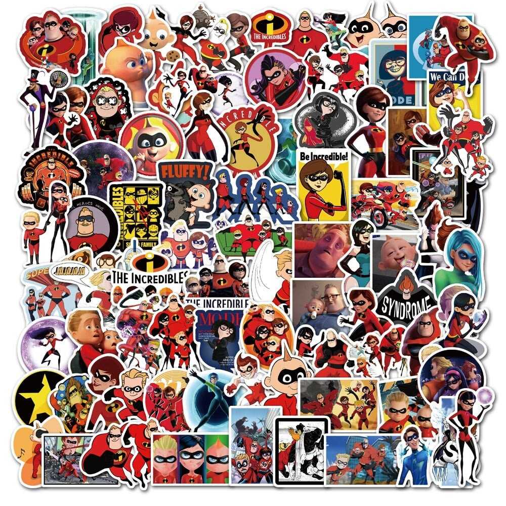 Disney Movie The Incredibles Stickers Pack | Famous Bundle Stickers | Waterproof Bundle Stickers