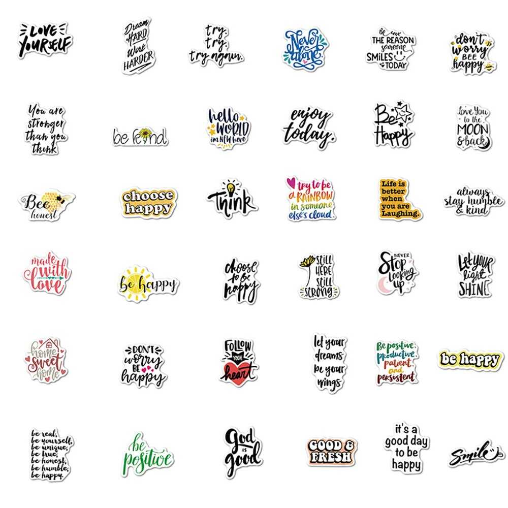 Mixed Inspirational English Quotes Stickers Pack | Famous Bundle Stickers | Waterproof Bundle Stickers