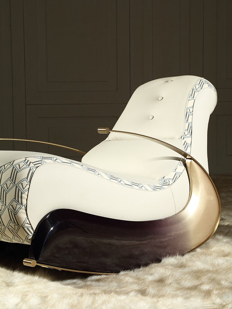 Italian Designer Luxury Leather Sofa Rocking Chair