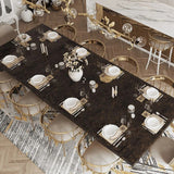 Italian Hourglass Solid Wood Brass Dining Table Set