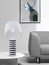Lampe de table italienne Shogun : lampe de bureau moderne à grille à rayures 