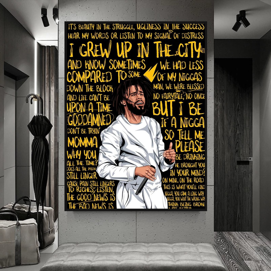 J Cole Singer Canvas Wall Art: Exceptional Depiction