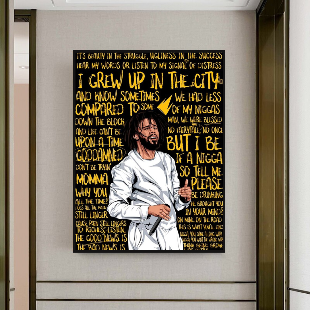 J Cole Singer Leinwand-Wandkunst: Außergewöhnliche Darstellung