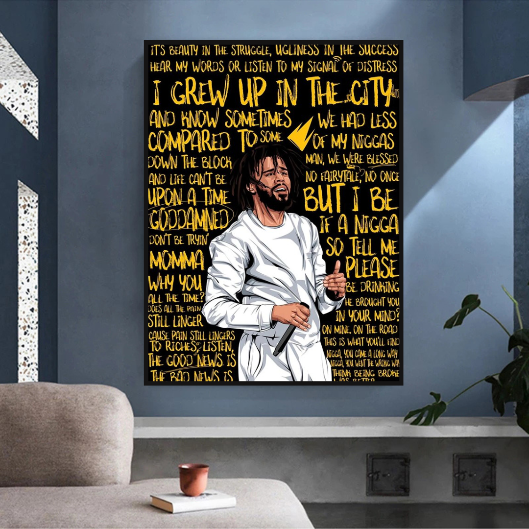 Art mural sur toile J Cole Singer : représentation exceptionnelle