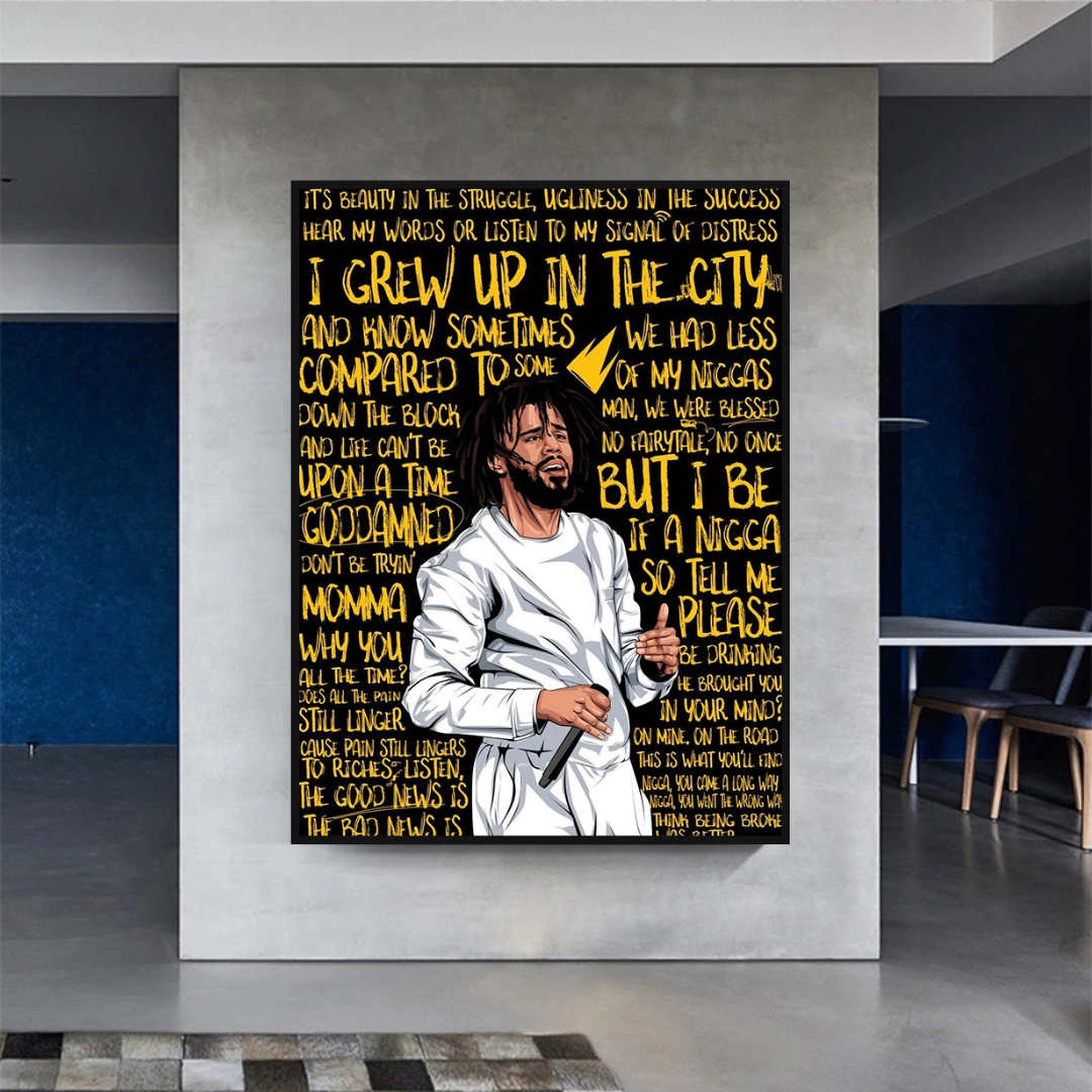 J Cole Singer Leinwand-Wandkunst: Außergewöhnliche Darstellung