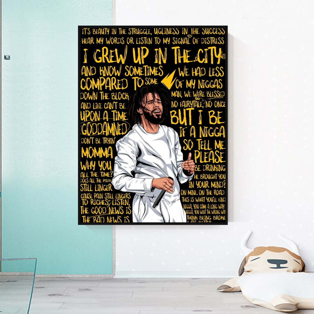 J Cole Singer Canvas Wall Art: Exceptional Depiction