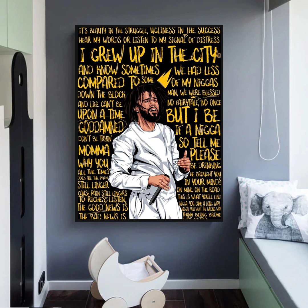 J Cole Singer Canvas Wall Art: Exceptional Depiction