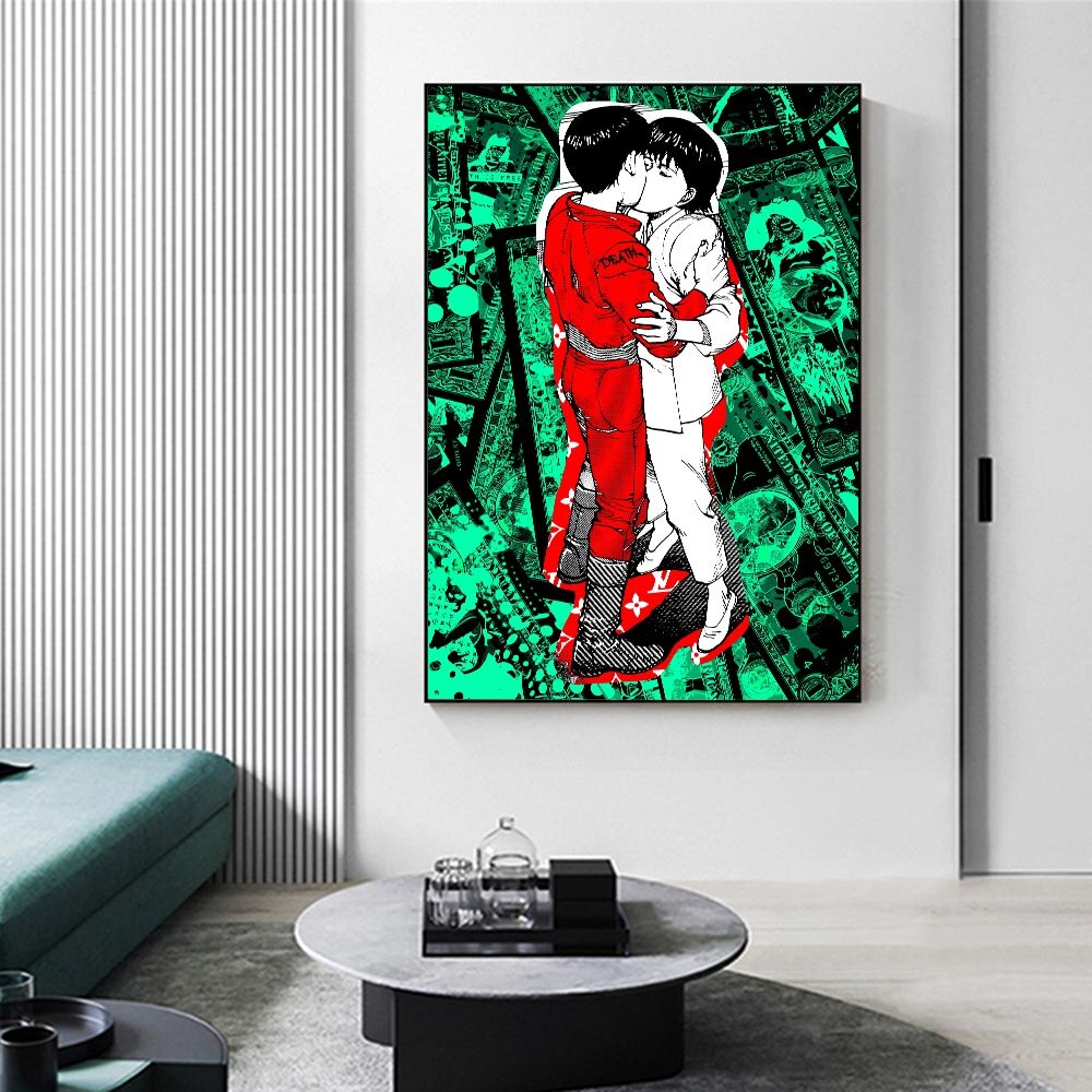 Art mural japonais Kaneda &amp; Kei Kiss Art mural sur toile 