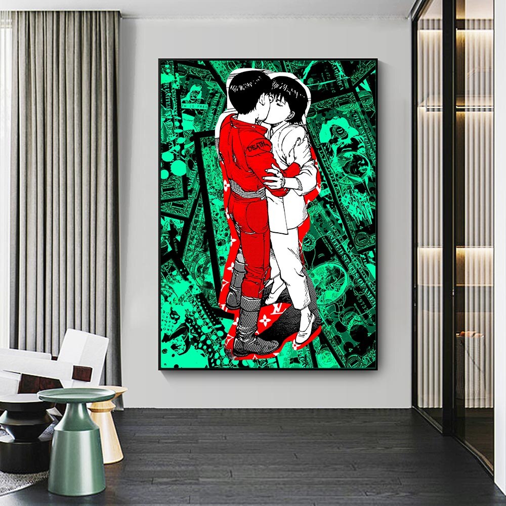 Art mural japonais Kaneda &amp; Kei Kiss Art mural sur toile 