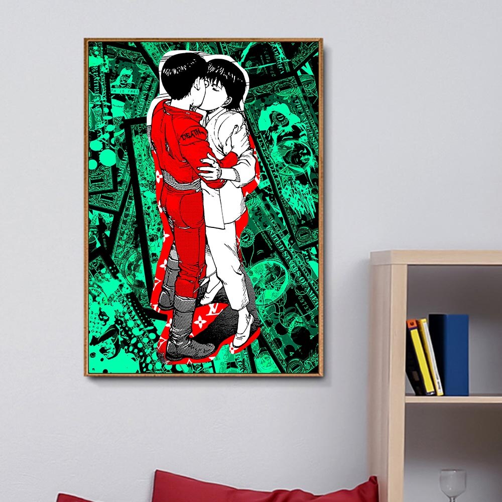 Art mural japonais Kaneda &amp; Kei Kiss Art mural sur toile 