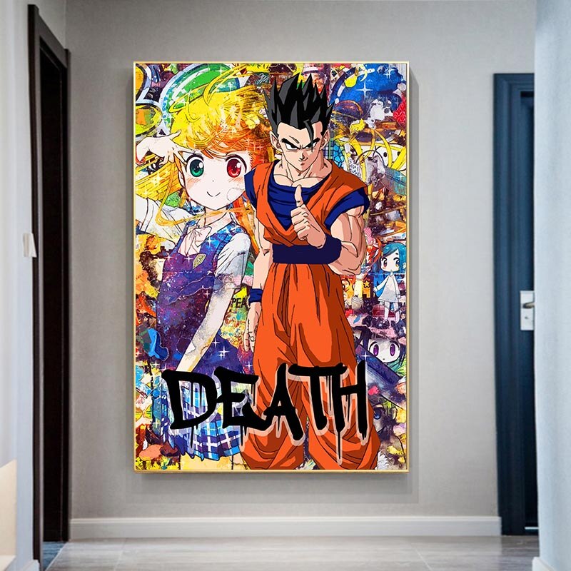 Art mural sur toile d'anime japonais : motifs vibrants et authentiques