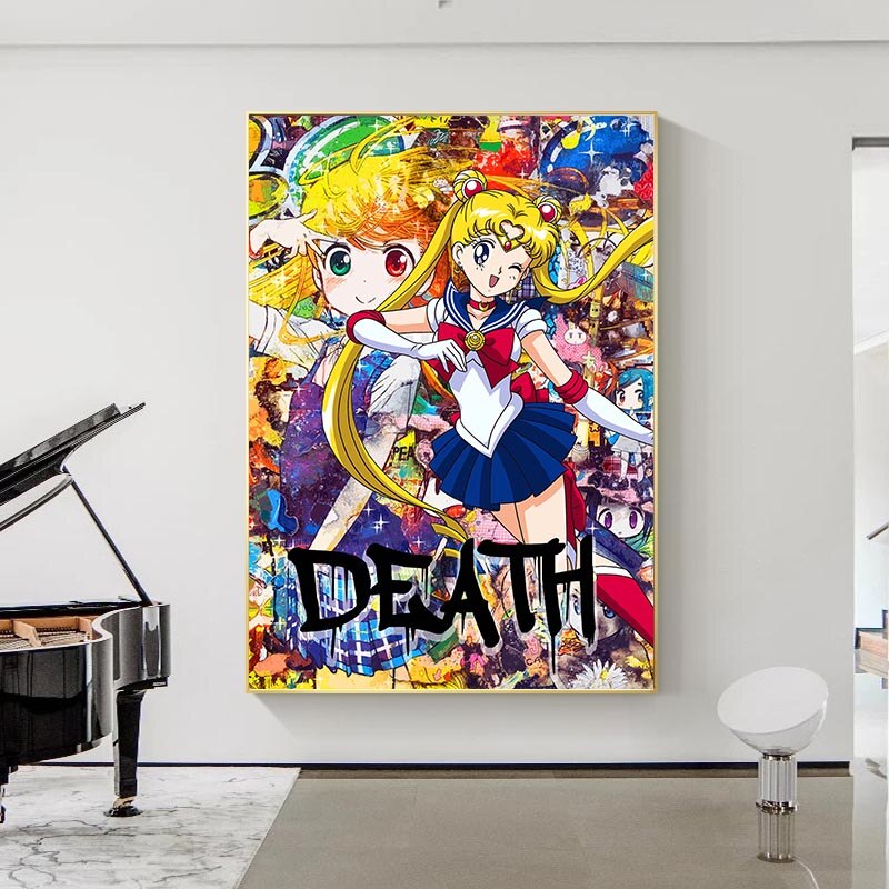 Japanische Anime-Graffiti-Leinwandkunst – lebendige Designs