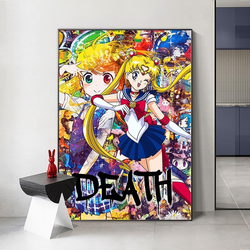 Japanische Anime-Graffiti-Leinwandkunst – lebendige Designs