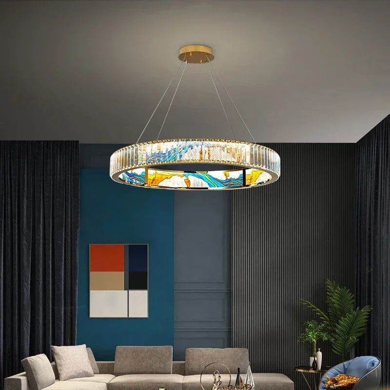 K9 Crystal Luxury LED Chandelier - Multi-Color Crystal Elegance