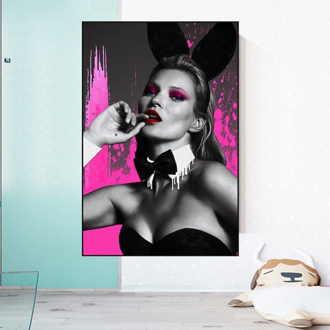 Kate Moss Pink Bunny Poster – Kunstdruck in limitierter Auflage