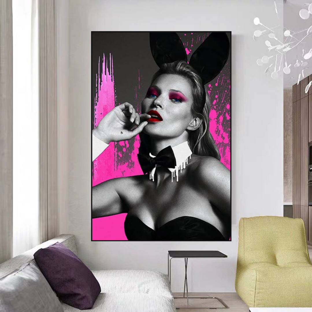 Kate Moss Pink Bunny Poster – Kunstdruck in limitierter Auflage