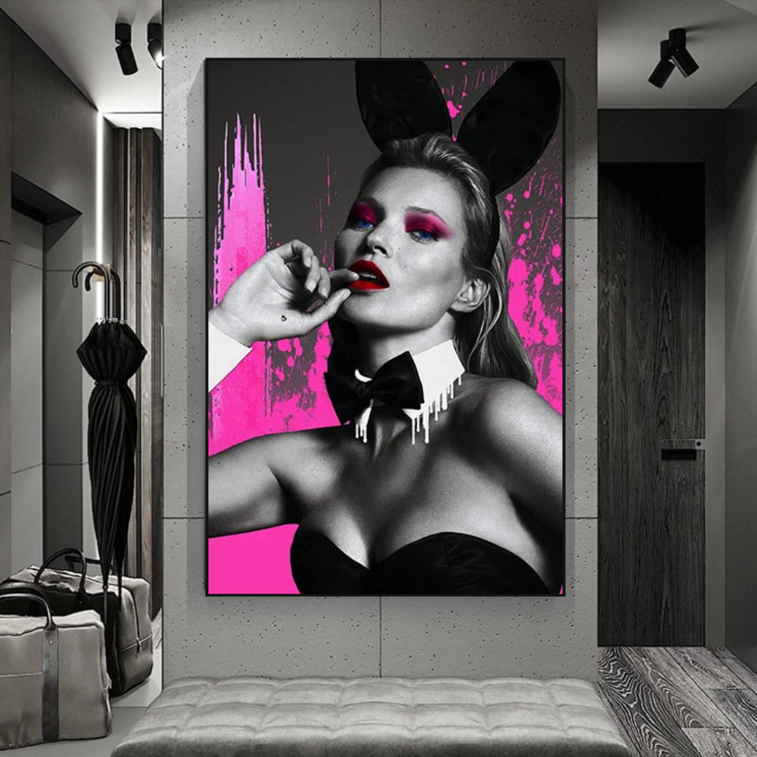 Kate Moss Pink Bunny Poster - Impression d'art en édition limitée