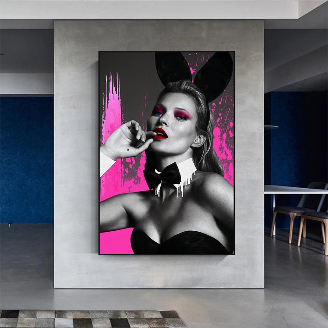 Kate Moss Pink Bunny Poster - Limited Edition Art Print