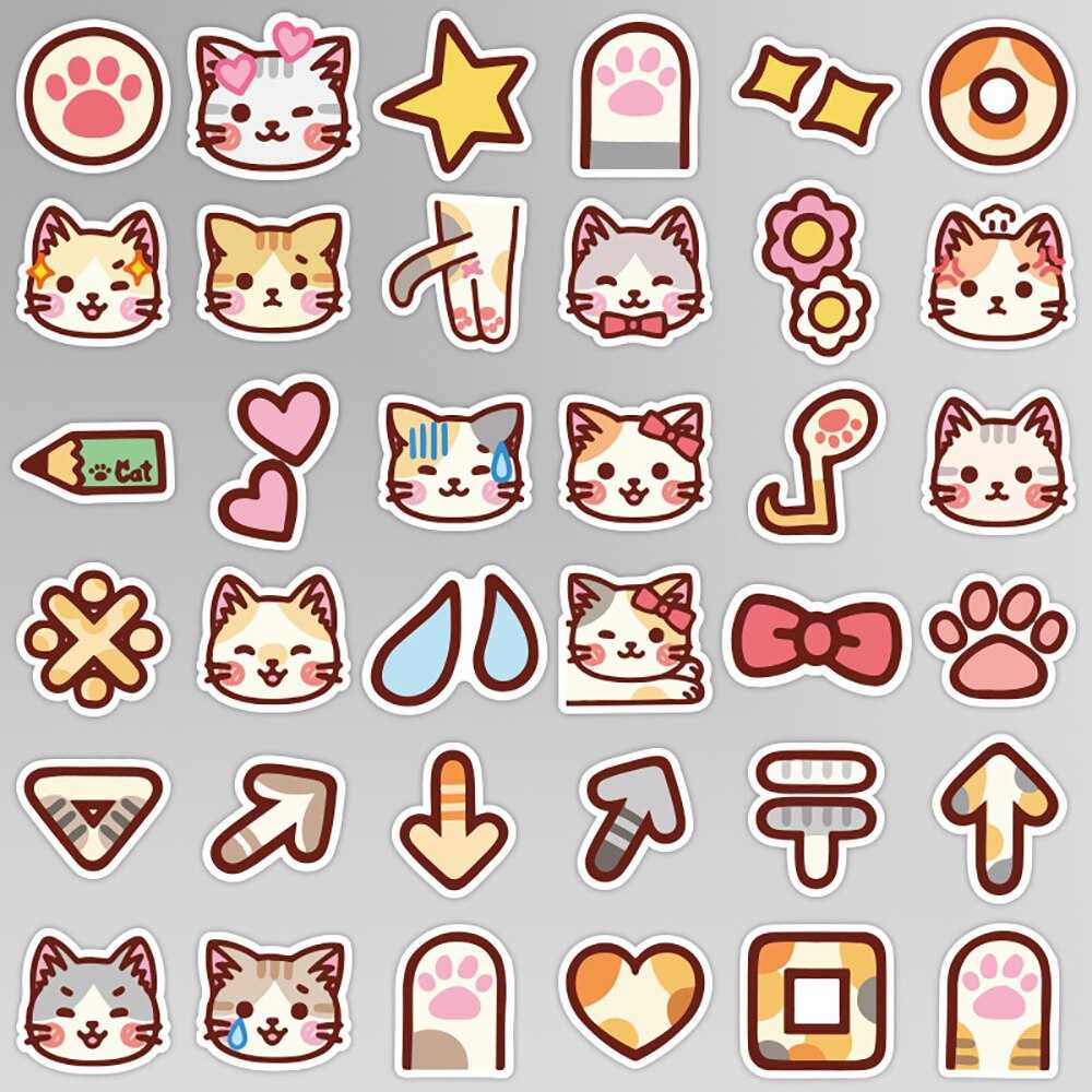 Kawaii Cat Kitty Girl Stickers Pack | Famous Bundle Stickers | Waterproof Bundle Stickers