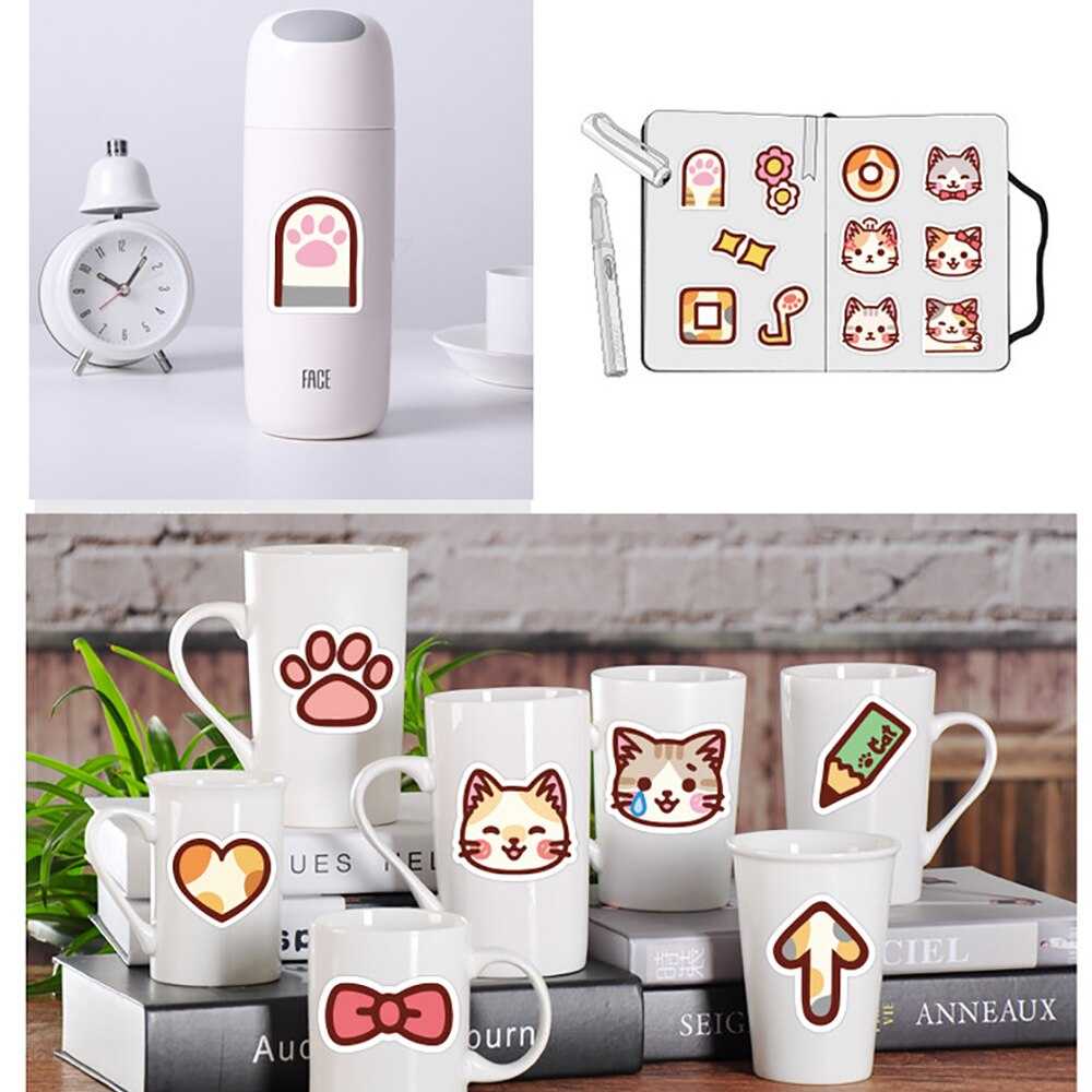 Kawaii Cat Kitty Girl Stickers Pack | Famous Bundle Stickers | Waterproof Bundle Stickers