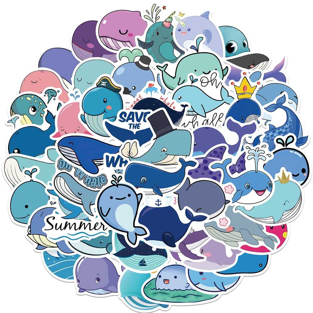 Cute Whale Animal Anime Stickers Pack | Famous Bundle Stickers | Waterproof Bundle Stickers