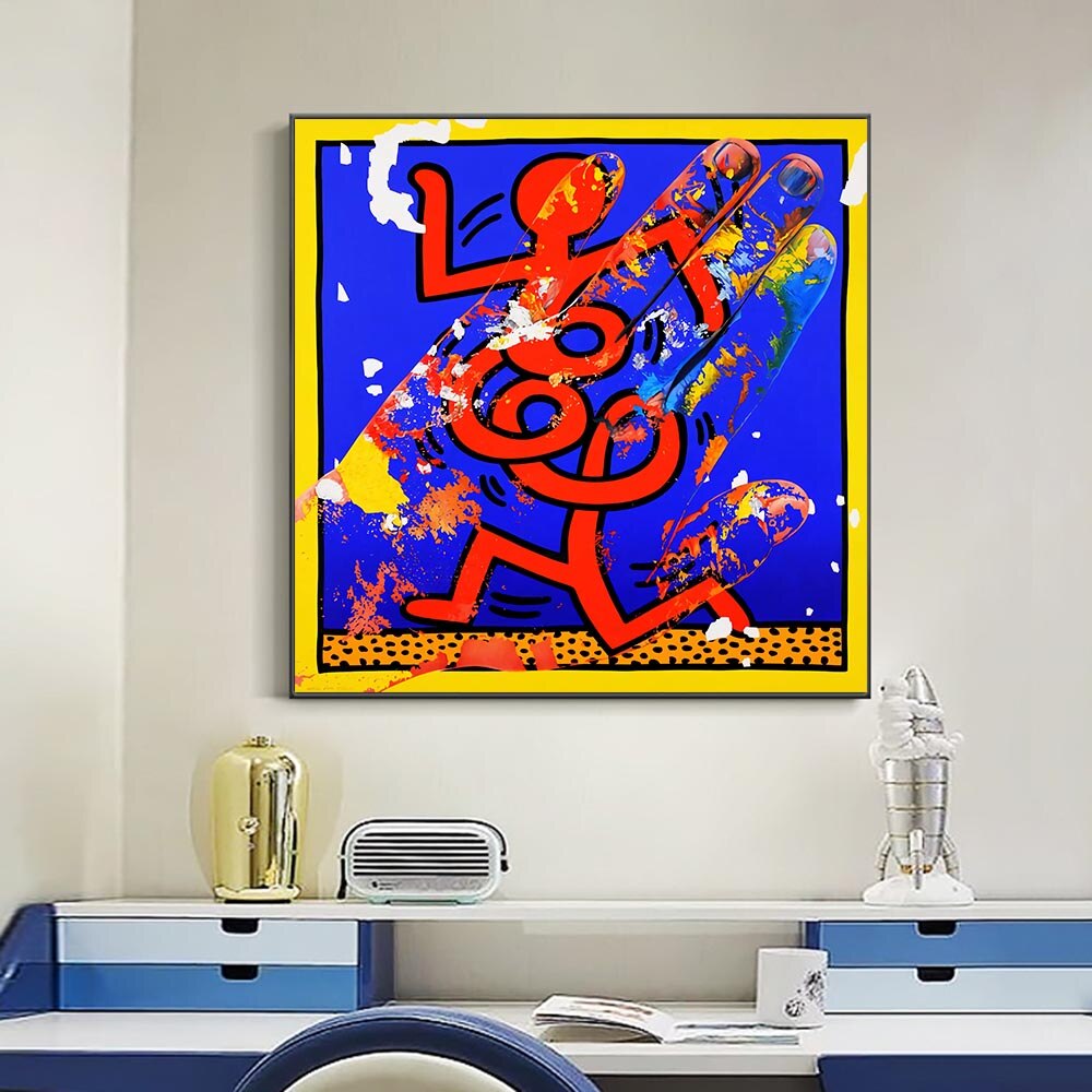 Keith Haring Canvas Wall Art – Expressive & Vibrant Piece