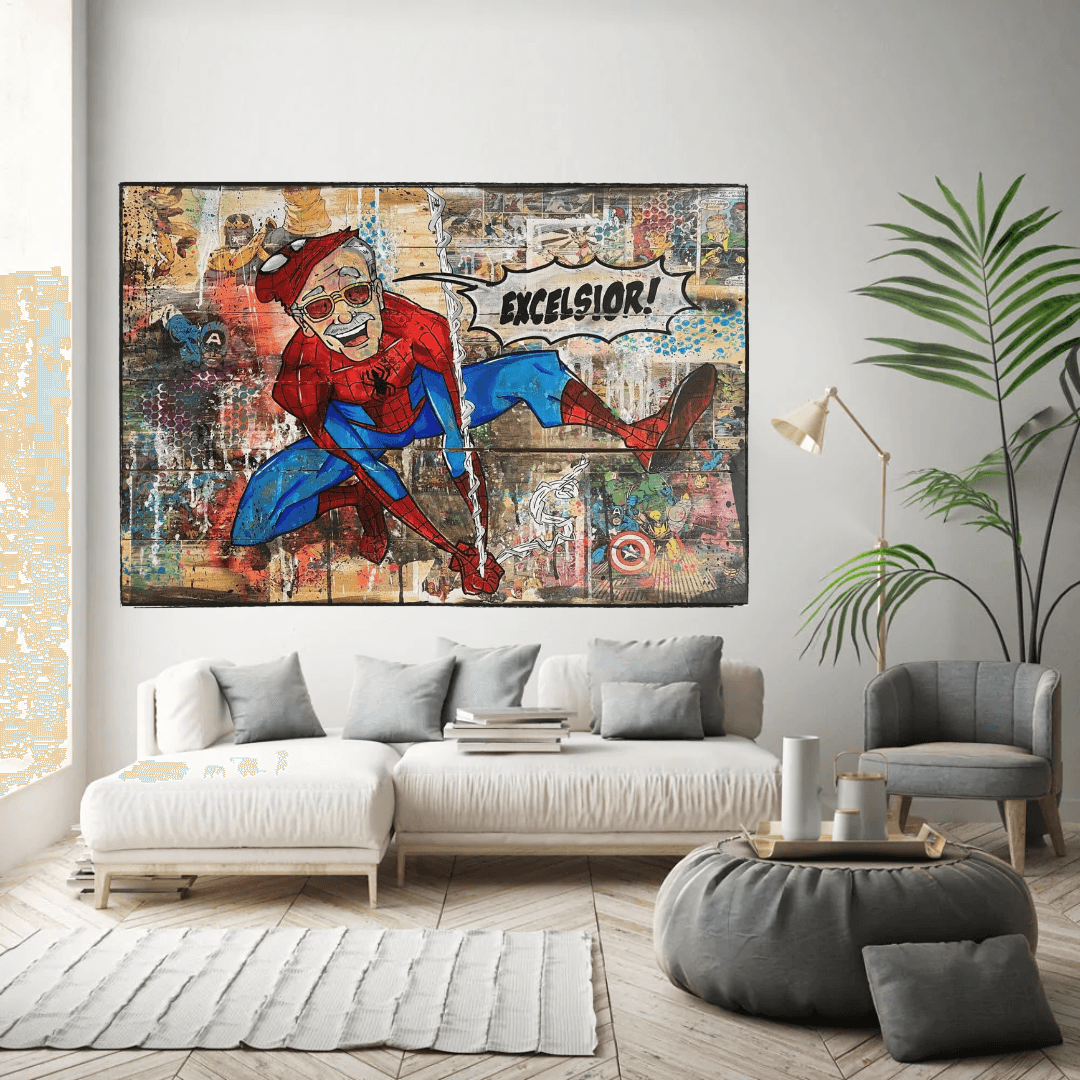 KFC Colonel Harland Sanders as Spiderman Canvas Wall Art