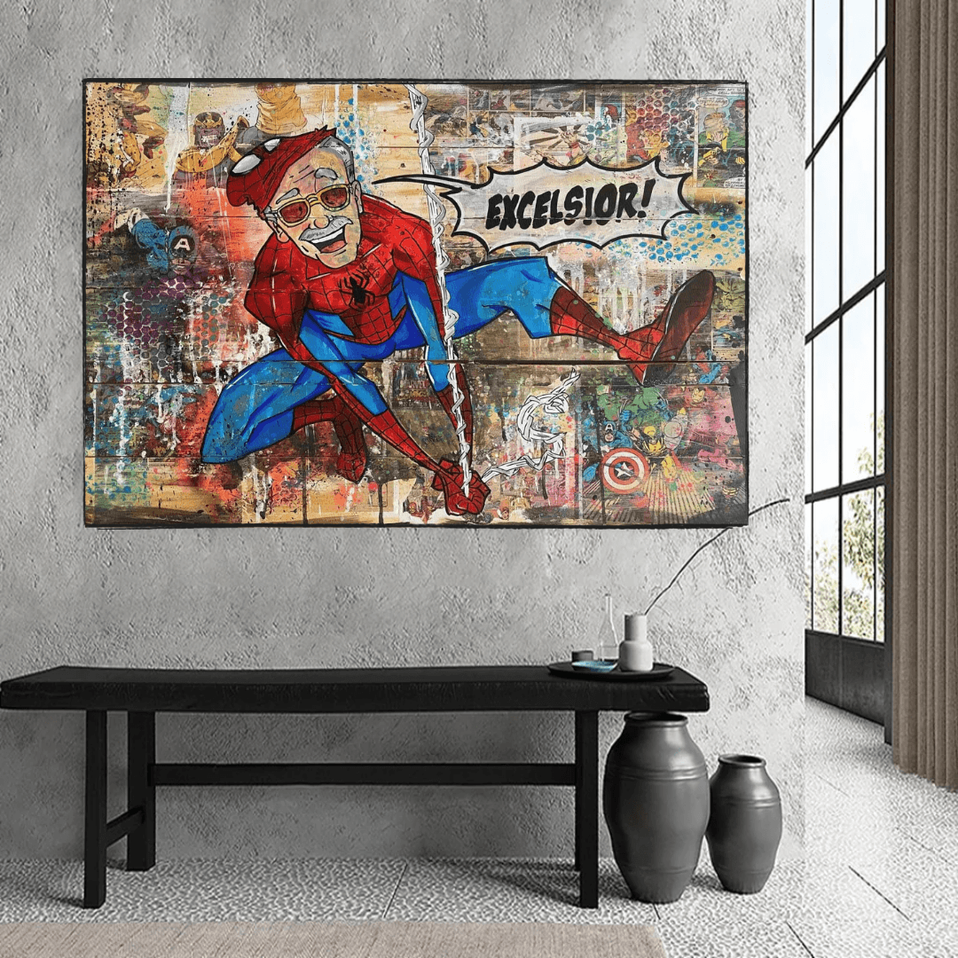 KFC Colonel Harland Sanders as Spiderman Canvas Wall Art