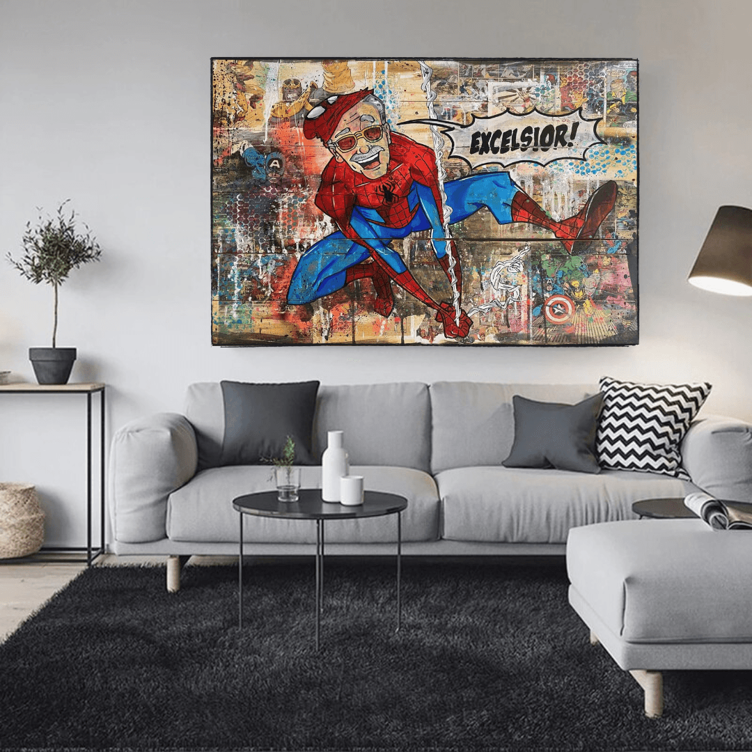 KFC Colonel Harland Sanders as Spiderman Canvas Wall Art