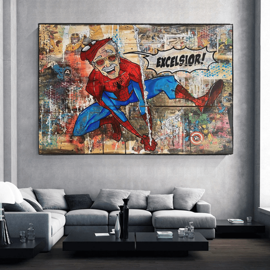 KFC Colonel Harland Sanders as Spiderman Canvas Wall Art