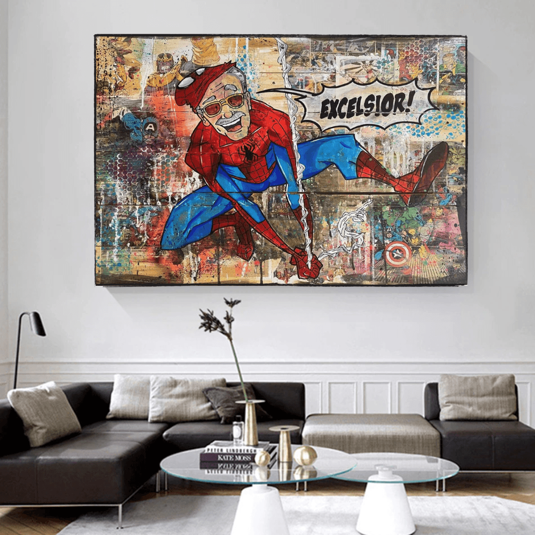 KFC Colonel Harland Sanders as Spiderman Canvas Wall Art