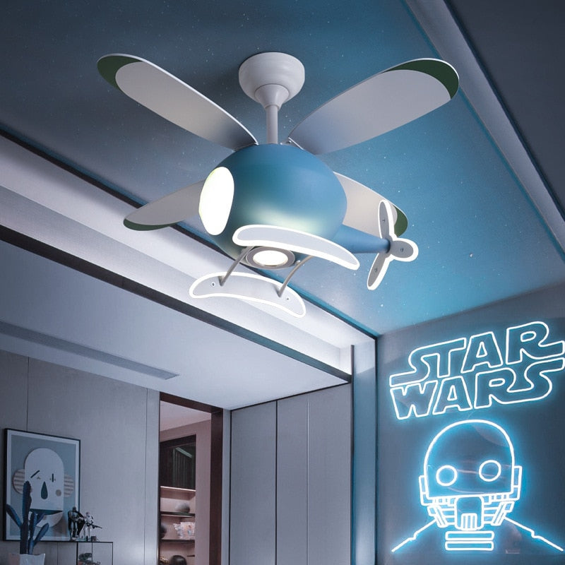 Kids' Nursery Helicopter Ceiling Light with Fan