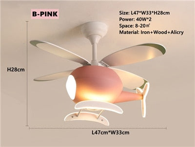 Kids' Nursery Helicopter Ceiling Light with Fan