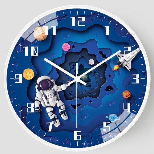 Kids Room Astronaut Space Wall Clock