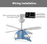 Kids Room Helicopter Ceiling Fan with Light - Art Deco Style