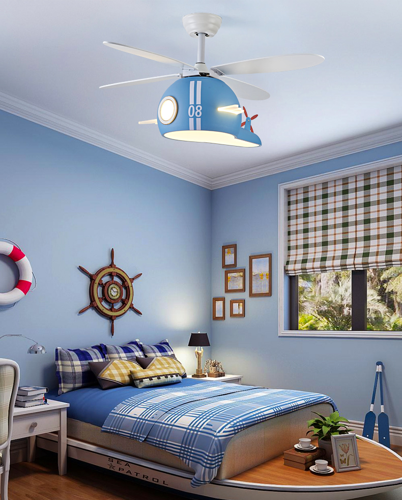 Ventilateur de plafond hélicoptère pour chambre d'enfant avec lumière - Style Art Déco