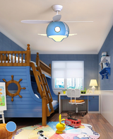 Kids Room Helicopter Ceiling Fan with Light - Art Deco Style