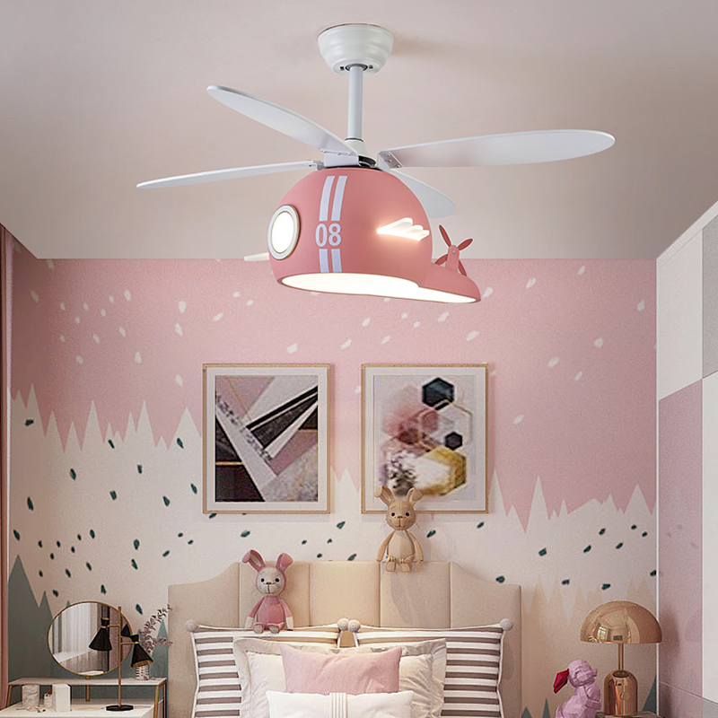 Kids Room Helicopter Ceiling Fan with Light - Art Deco Style