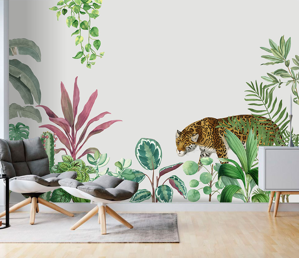 Papier Peint Mural Scène de Jungle pour Chambre d'Enfant