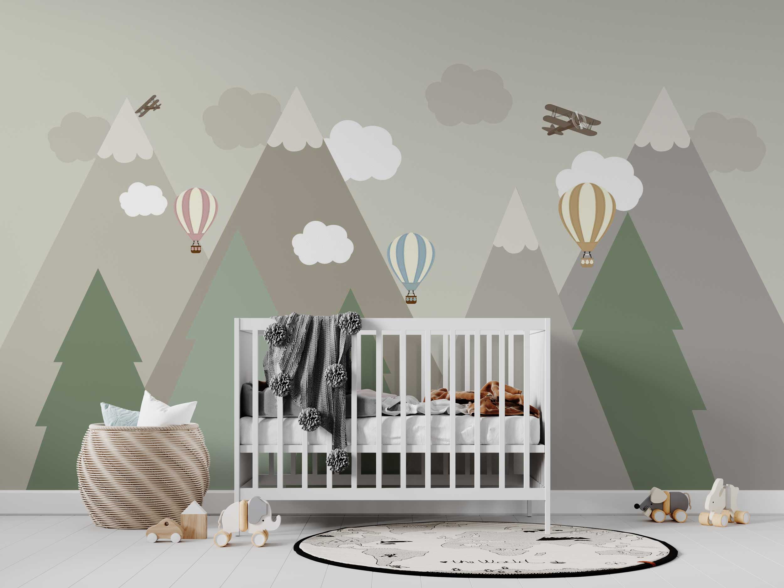 Kids Room Wallpaper Mural: Snow Alps and Planes