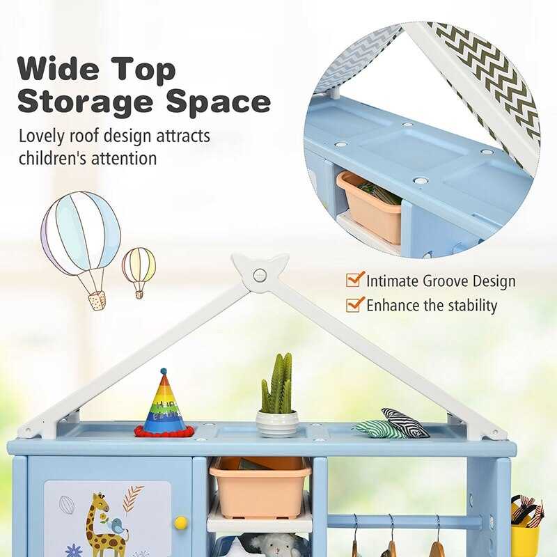 Kids Wardrobe Costume Storage Closet | Pretend Dresser Hanging Premium Storage for Toys and Cloth